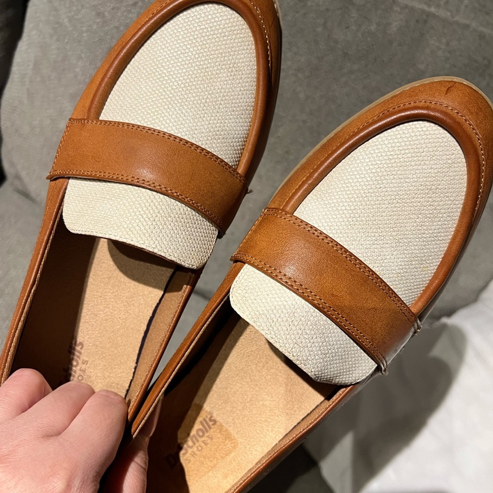Dr Scholls Brown and Cream Loafers